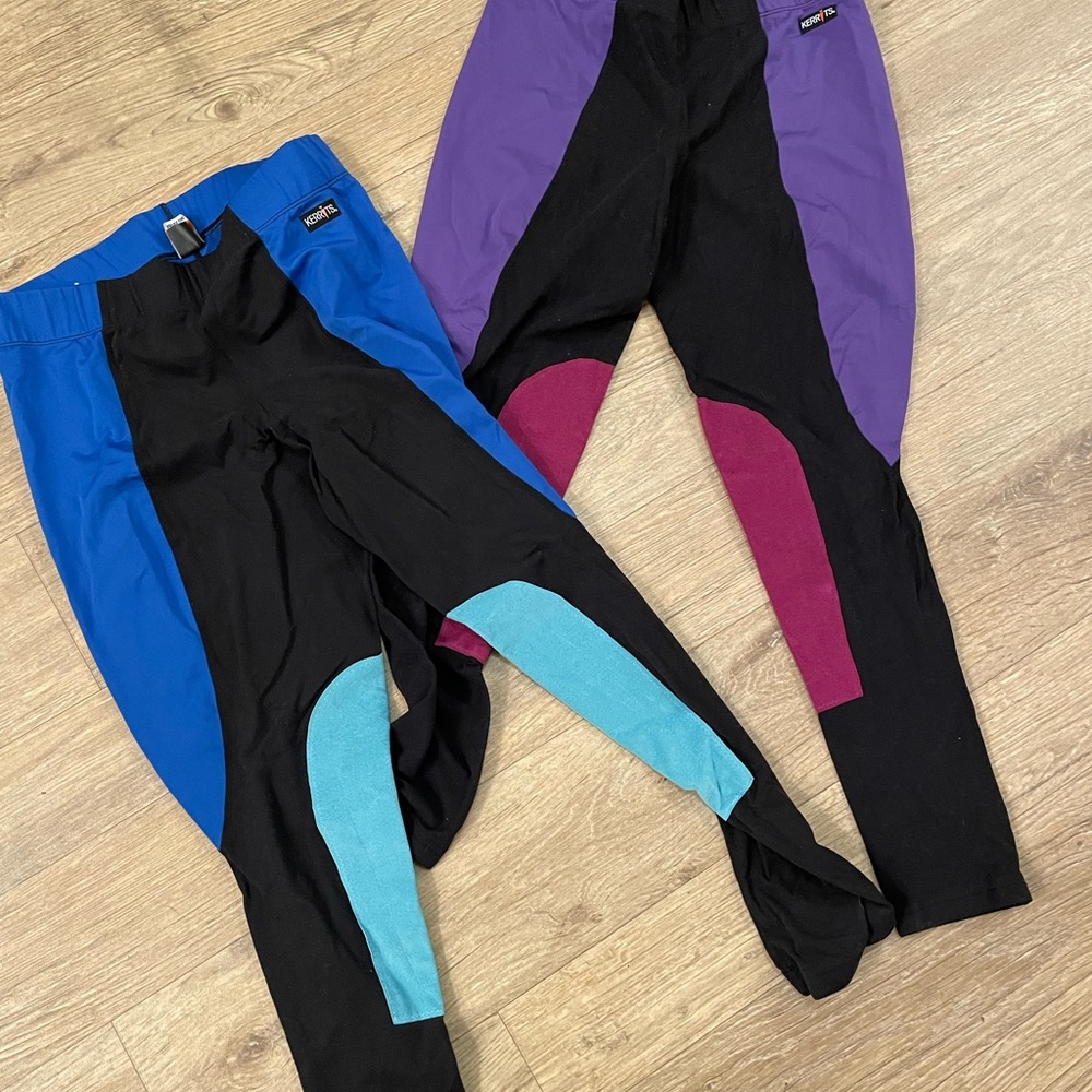 Two pair kerrits knee patch tights.